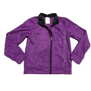 Danskin Now Girls Jacket XS 4/5 Purple Black Athletic Zip Long Sleeve Activewear